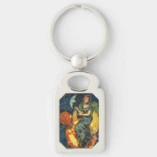 Vintages Halloween-Poster Schlüsselanhänger (Vorderseite)