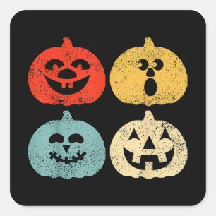 Vintages Halloween Pumpkin Funny Retro-Geschenk Quadratischer Aufkleber