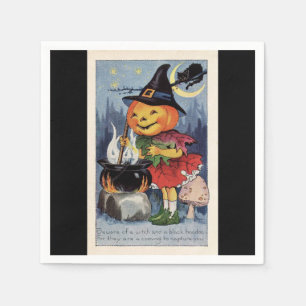 Vintages Halloween Pumpkin Hexenpapier Napkin Serviette