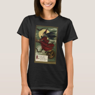 Vintages Halloween-Riding-Broomstick mit Katze T-Shirt