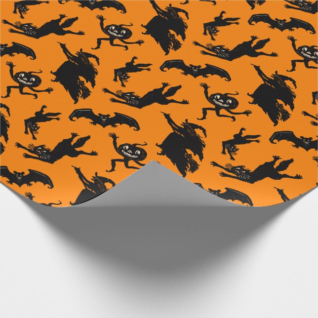 Vintages Halloween Rotzunge Jack O'Lantern Geschenkpapier (Ecke)