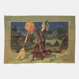 Vintages Halloween, schöne Tanzhexe Geschirrtuch