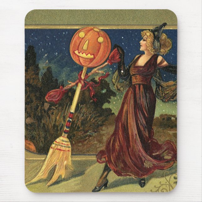 Vintages Halloween, schöne Tanzhexe Mousepad (Vorne)