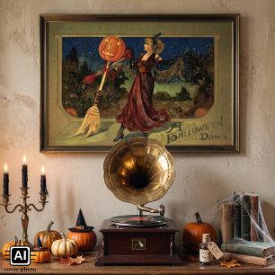 Vintages Halloween, schöne Tanzhexe Poster