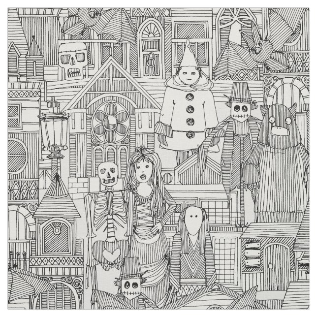 Vintages Halloween Schwarz-weiß Stoff (Muster)