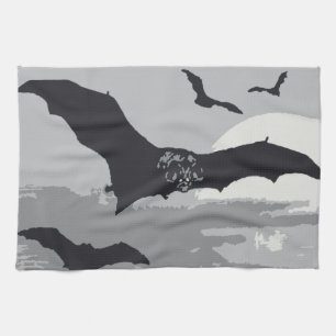 Vintages Halloween-Schwarze Fledermäuse Geschirrtuch