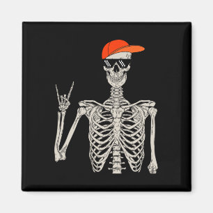 Vintages Halloween Skeleton Rock On Hand Skelett m Magnet