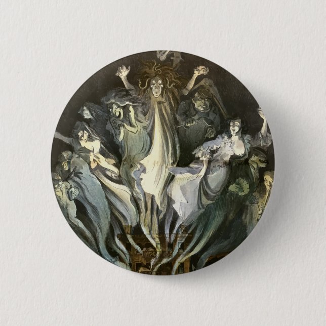 Vintages Halloween, Skeleton Violinist und Geister Button (Vorderseite)