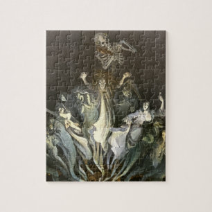 Vintages Halloween, Skeleton Violinist und Geister Puzzle