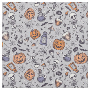 Vintages Halloween-Skelett und Potions-Muster Stoff