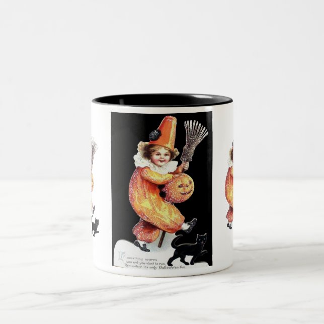 Vintages Halloween-Sparkling-Kostüm-Party Zweifarbige Tasse (Mittel)