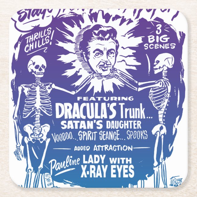 Vintages Halloween Spook-Show-Tempel Rechteckiger Pappuntersetzer (Vorderseite)
