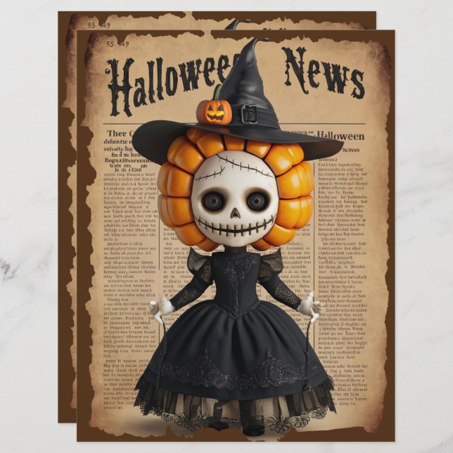 Vintages Halloween Spooky Doll Scrapbook (Vorne/Hinten)
