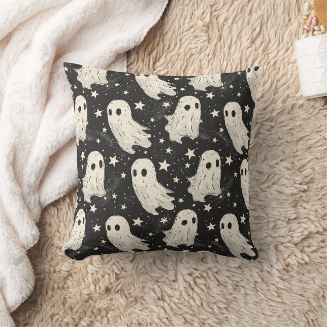 Vintages Halloween Spooky Ghosts & Stars Pattern Kissen (Decke)