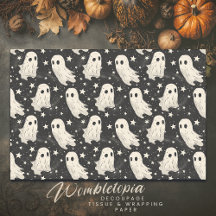 Vintages Halloween Spooky Ghosts & Stars Pattern