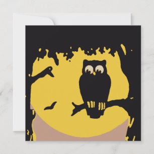 Vintages Halloween, Spooky Owl im Baum mit dem Mon Einladung