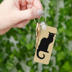 Vintages Halloween, spöttische Jugendstil-Schwarzk Schlüsselanhänger