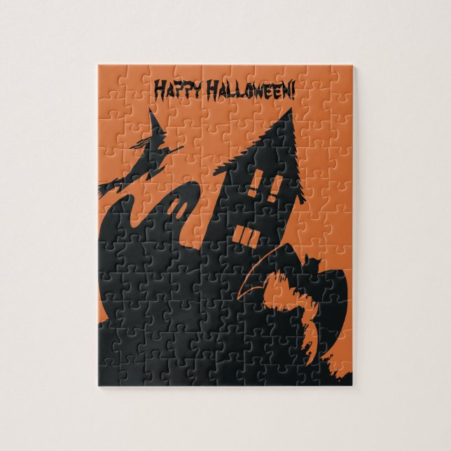 Vintages Halloween Spuk Haus Hexenmeister Bat Puzzle (Vertikal)
