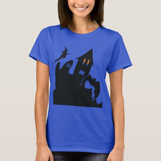 Vintages Halloween Spuk Haus Hexenmeister Bat T-Shirt (Vorderseite)