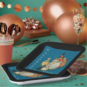 Vintages Halloween Storytime Kleine Hexenkatze Pappteller