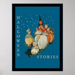 Vintages Halloween Storytime Kleine Hexenkatze Poster