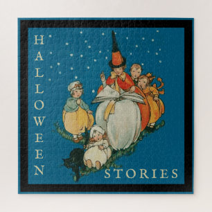 Vintages Halloween Storytime Kleine Hexenkatze Puzzle