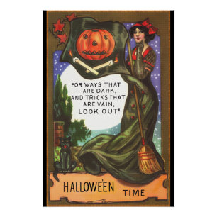Vintages Halloween Time Dark Witting Gruß Poster