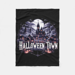 Vintages Halloween Tower Skeleton Ghost Pumpkin Ha Fleecedecke
