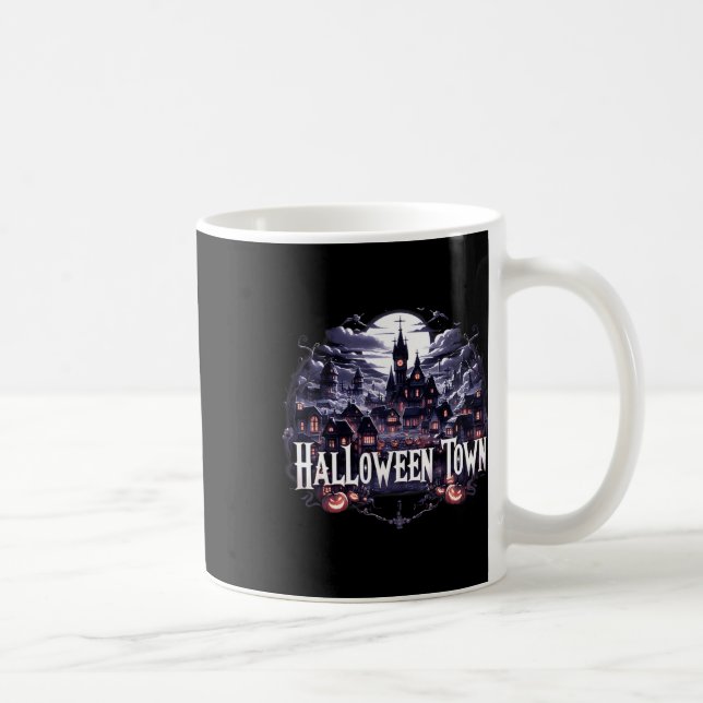Vintages Halloween Tower Skeleton Ghost Pumpkin Ha Kaffeetasse (Rechts)