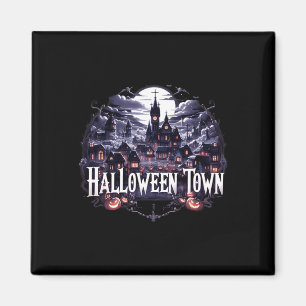 Vintages Halloween Tower Skeleton Ghost Pumpkin Ha Magnet