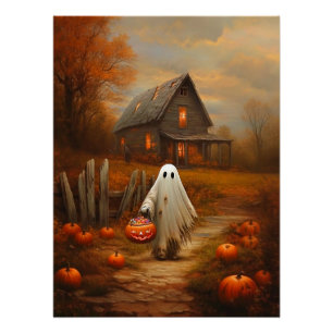 Vintages Halloween-Trick-oder-Treating-Ghost Poster
