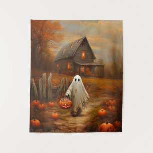 Vintages Halloween-Trick-oder-Treating-Ghost Wandteppich