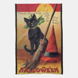 Vintages Halloween von Ellen Clapsaddle, Black Cat Geschirrtuch