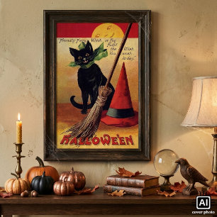 Vintages Halloween von Ellen Clapsaddle, Black Cat Poster