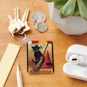 Vintages Halloween von Ellen Clapsaddle, Black Cat Schlüsselanhänger