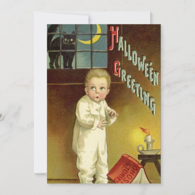 Vintages Halloween von Ellen Clapsaddle, Ghost Sto Einladung (Vorderseite)