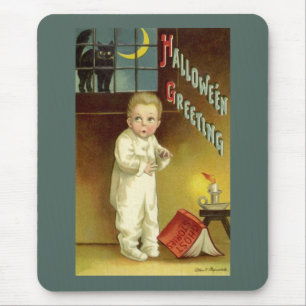 Vintages Halloween von Ellen Clapsaddle, Ghost Sto Mousepad