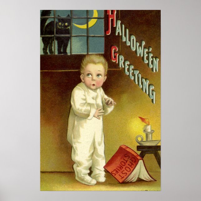 Vintages Halloween von Ellen Clapsaddle, Ghost Sto Poster (Vorne)