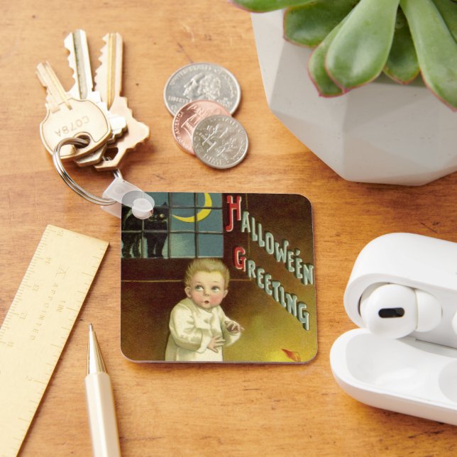 Vintages Halloween von Ellen Clapsaddle, Ghost Sto Schlüsselanhänger (Schreibtisch)