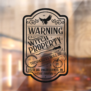 Vintages Halloween-Warnzeichen Fensteraufkleber