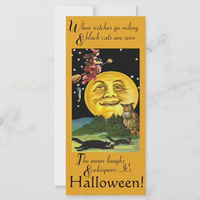 Vintages Halloween, wenn Hexen reiten Karte (Vorderseite)
