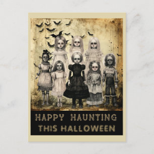 Vintages Halloween Zombie Happy Haunting Postkarte