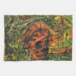 Vintages Halloween Zombies, Grafitti Street Art Küchentuch