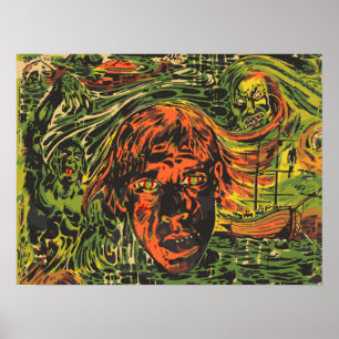 Vintages Halloween Zombies, Grafitti Street Art Poster