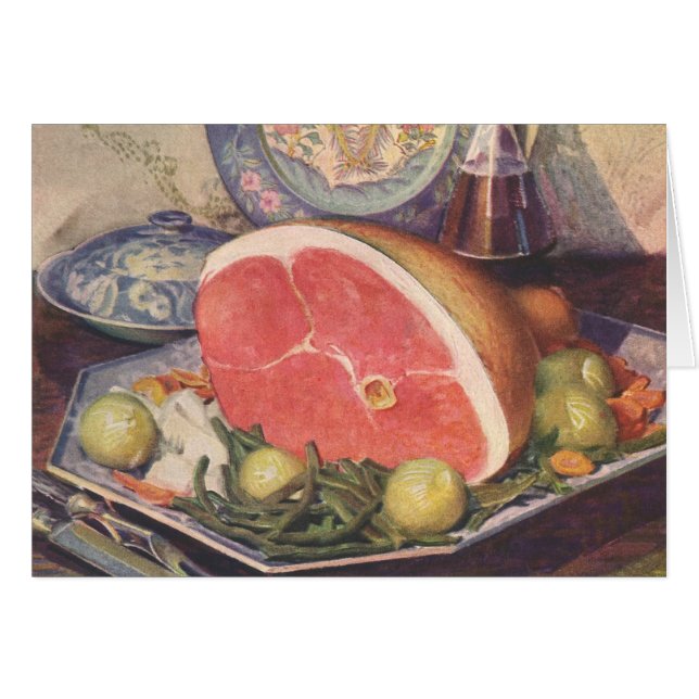 Vintages Hammabendessen mit grünen Bohnen und Kart (Vorderseite (Horizontal))