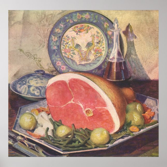 Vintages Hammabendessen mit grünen Bohnen und Kart Poster (Vorne)