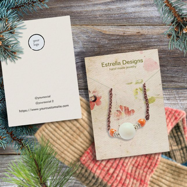 Vintages handgefertigtes Papier - Netzklasseanzeig Telefonnummerkarte (Handmade jewelry display card has look of vintage handmade paper.)