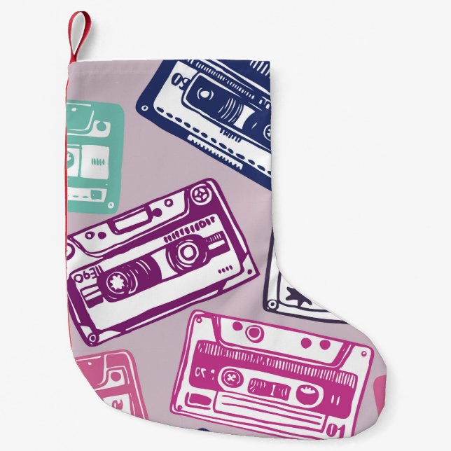 Vintages handgezeichnet nahtloses Muster mit alter Kleiner Weihnachtsstrumpf (Vorderseite)