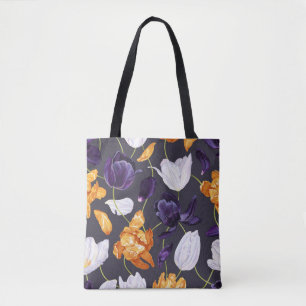 Vintages handGezeichnet Tulips Dunkles Muster