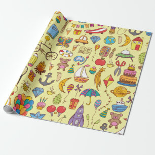 Vintages, handgezeichnetes, nahtloses Muster mit D Geschenkpapier